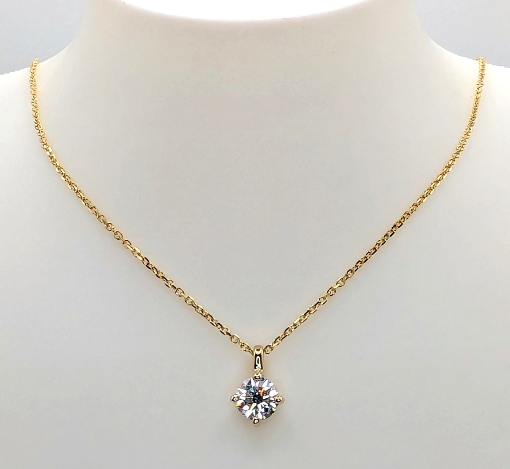 14K Yellow Gold 0.71ct Diamond Solitaire Pendant