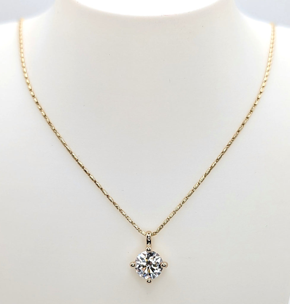 14K Yellow Gold 1.20ct Diamond Solitaire Pendant