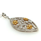 18Kt W/Y Floral Design Pendant 1.25Ctw 22.6Grs