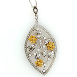 18Kt W/Y Floral Design Pendant 1.25Ctw 22.6Grs