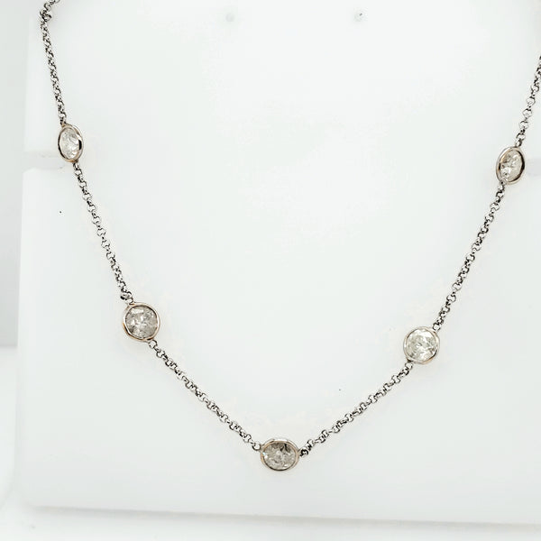 3.40Ctw Salt and Pepper Diamonds By the Yard Necklace