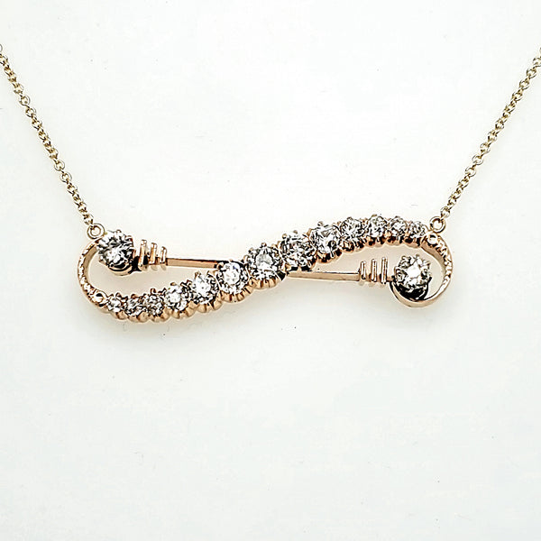 Victorian 14kt yellow gold 3.00 carat mine cut diamond necklace