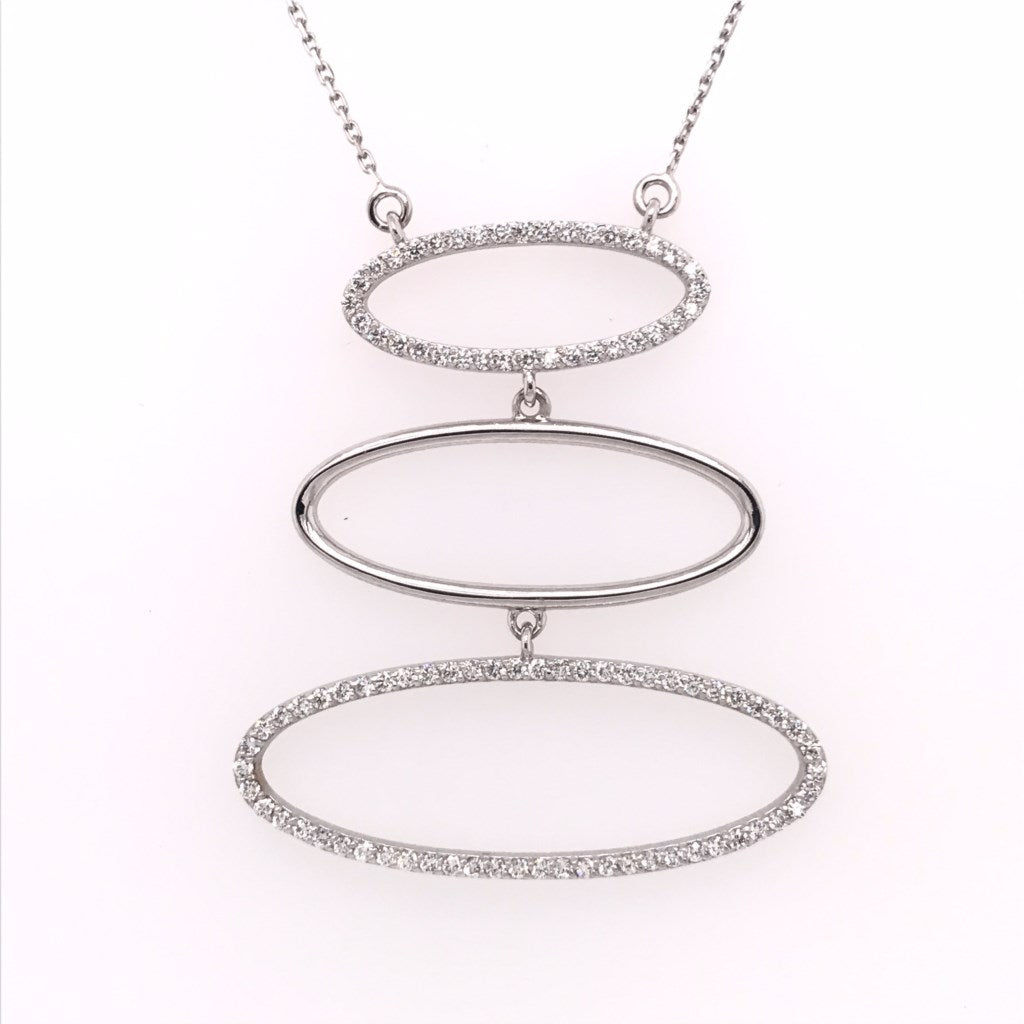 14kt White Gold Oval Drop Diamond Necklace