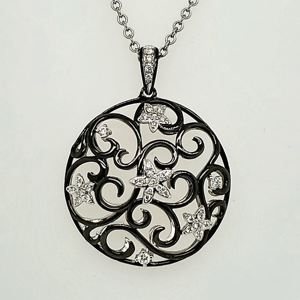 18kt White and Blackened Gold Diamond Pendant