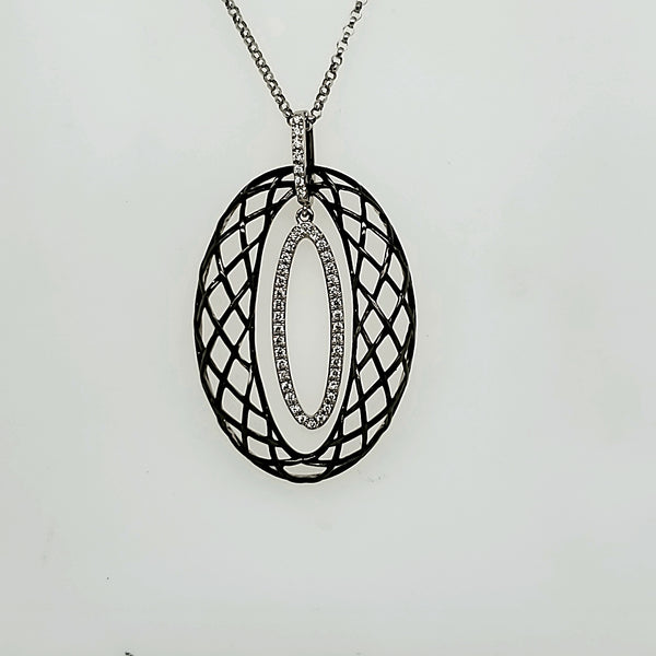 18kt White and Blackened Gold Diamond Pendant Necklace