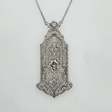 Art Deco 18kt White gold Filigree Diamond Necklace