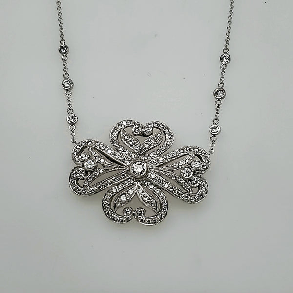 14kt White gold and Diamond Necklace