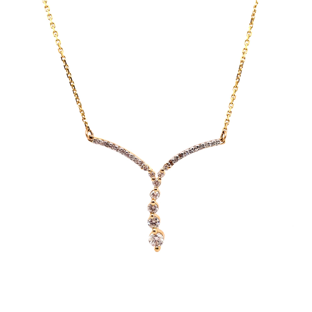 14kt Yellow Gold Diamond ""V"" Shape Necklace