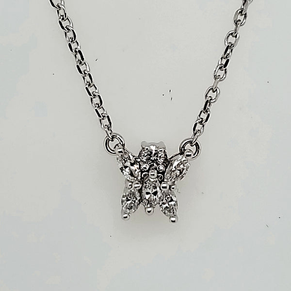 14kt White Gold Diamond Butterfly Necklace