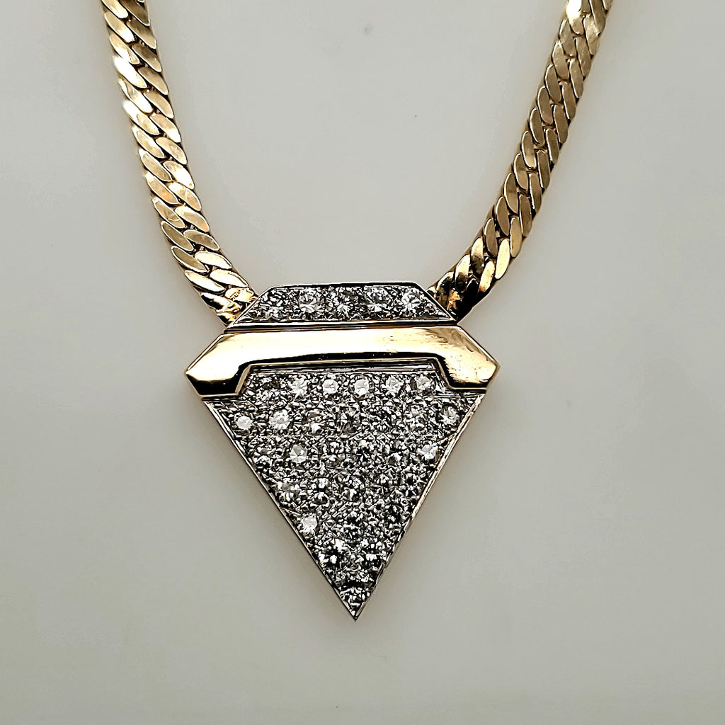 Mid-Century 14kt Yellow Gold and Diamond Necklace