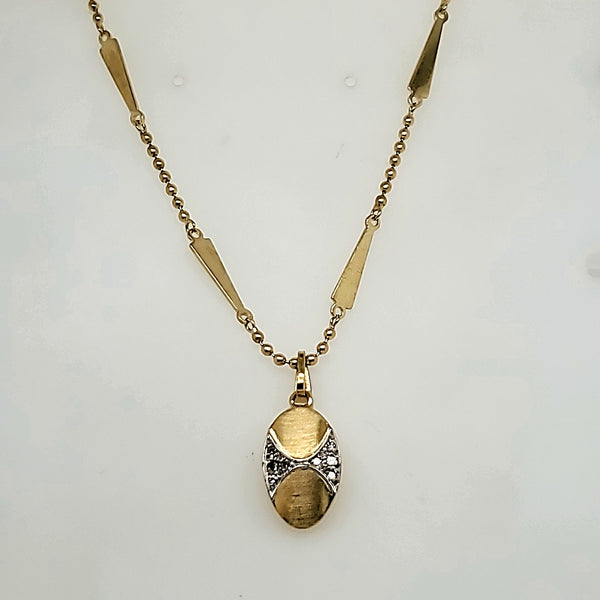 Modern 14kt Yellow Gold and Diamond Necklace