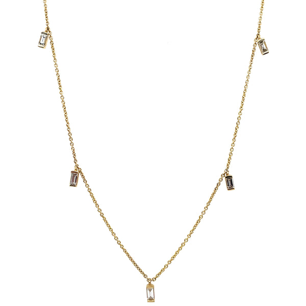 14k Yellow Gold And Diamond Bezel Set Necklace
