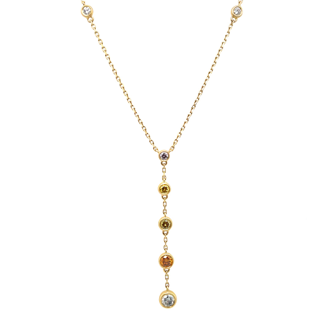 18kt Yellow Gold Fancy Color Diamond Necklace