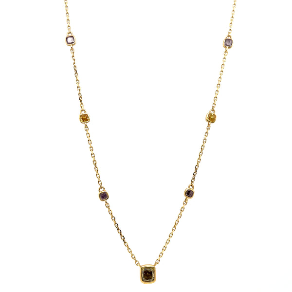 18kt Yellow Gold Fancy Color Diamond Necklace