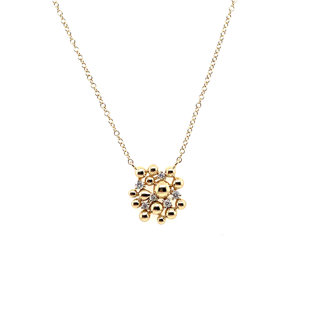 14kt Yellow Gold Scatter Bubbles Diamond Necklace