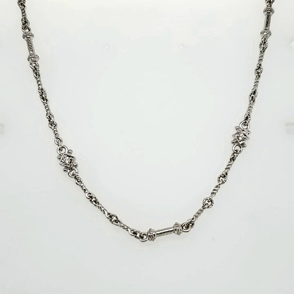 Judith Ripka 18kt White Gold Diamond Station Necklace