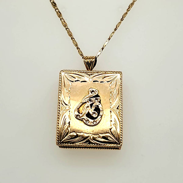 Vintage 18kt Yellow Gold and Diamond Book Locket with Arabic Symbols