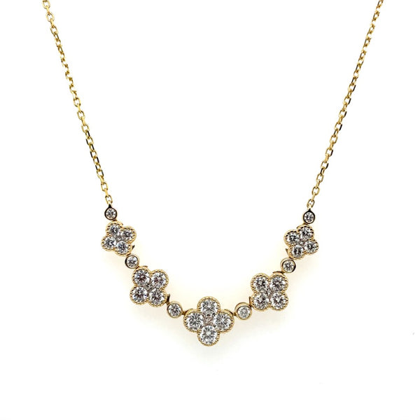 14Kt Yellow Gold 1.92Ctw Clover Style Diamond Necklace