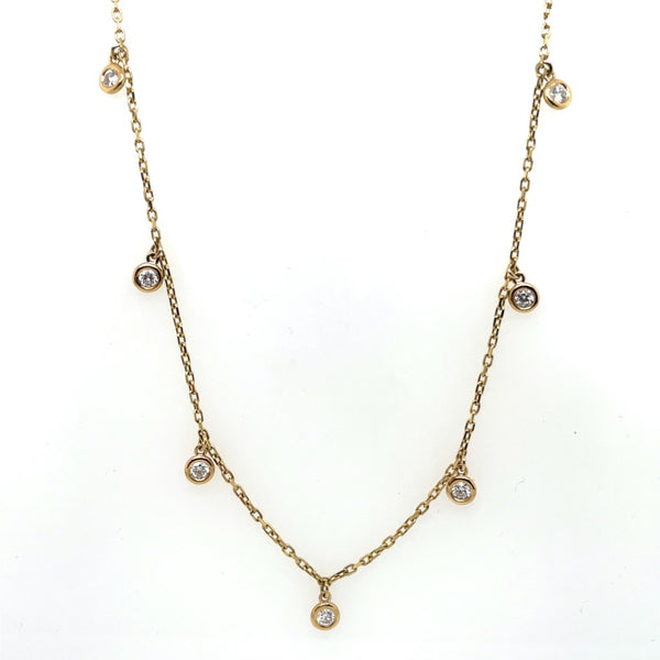 14k Yellow Gold And Diamond Bezel Set Necklace