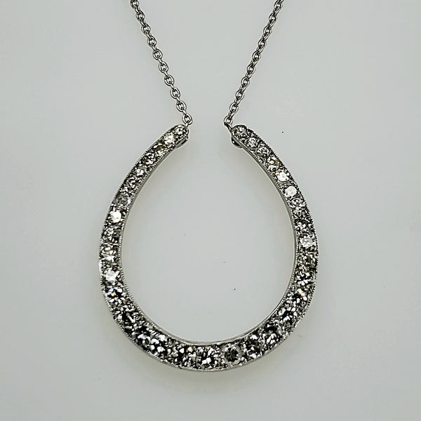 Vintage Platinum and Diamond Horseshoe Necklace
