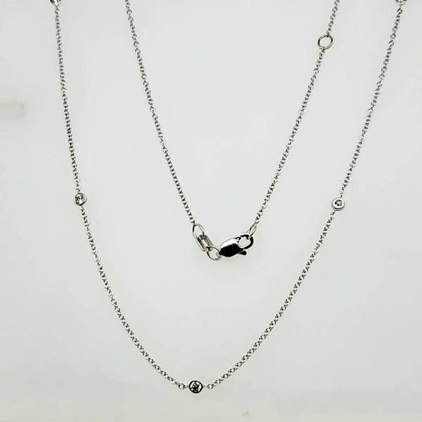 14kt White Gold Diamond By Yard Necklace