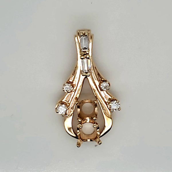 14kt Yellow Gold and Diamond Necklace Pendant or Enhancer Mounting