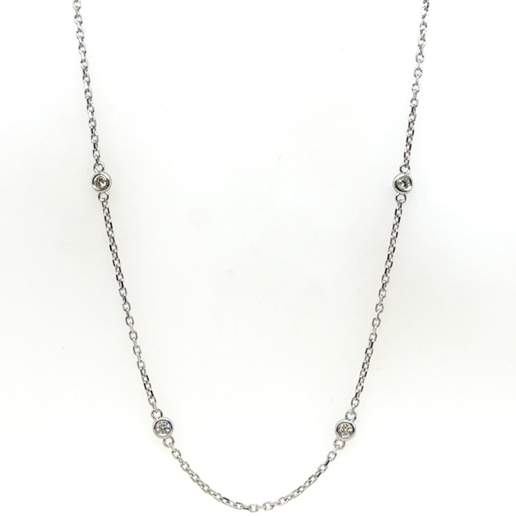 14kt White Gold 18"" Diamonds By The Yard Necklace