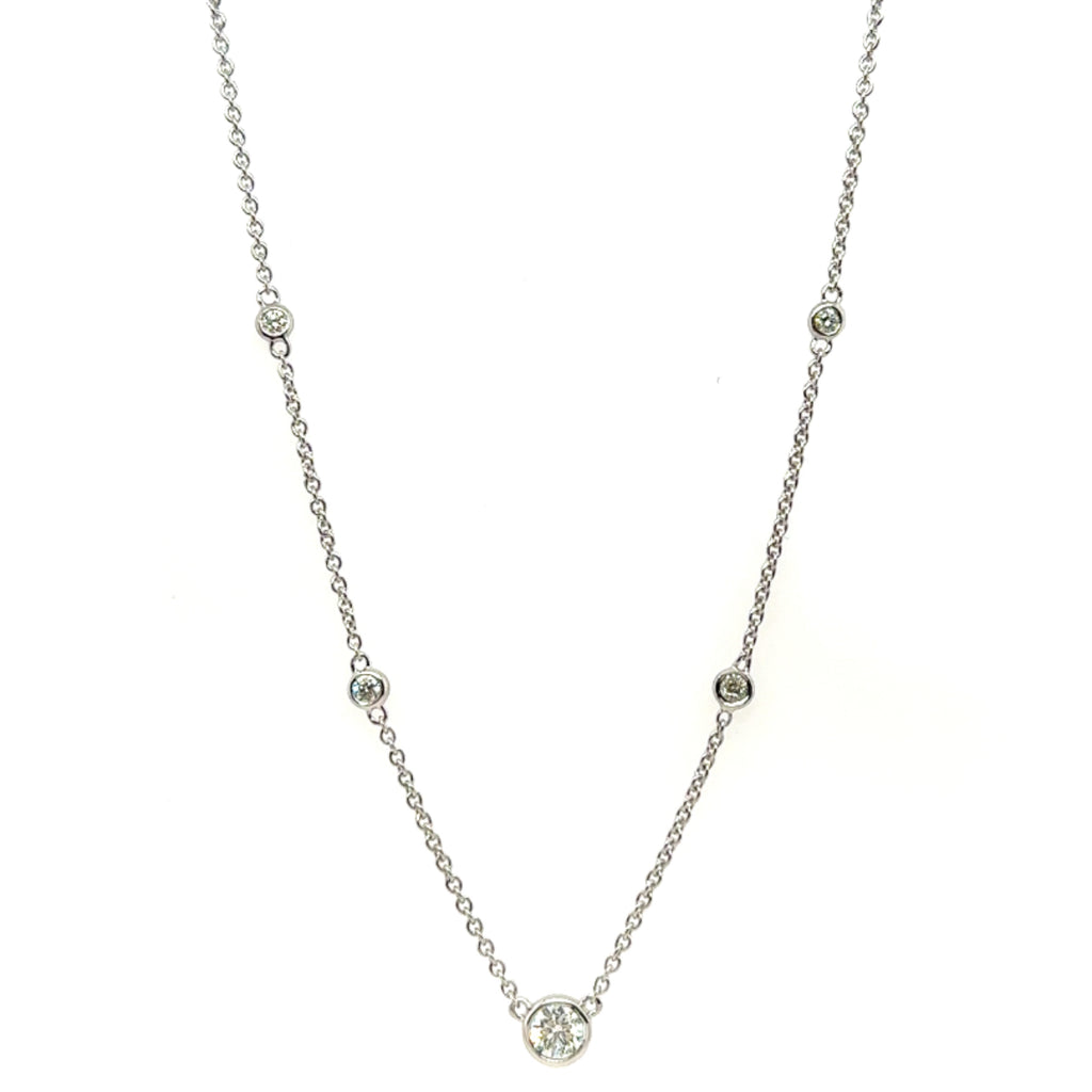 14kt White Gold 18"" Diamonds By The Yard Style Necklace