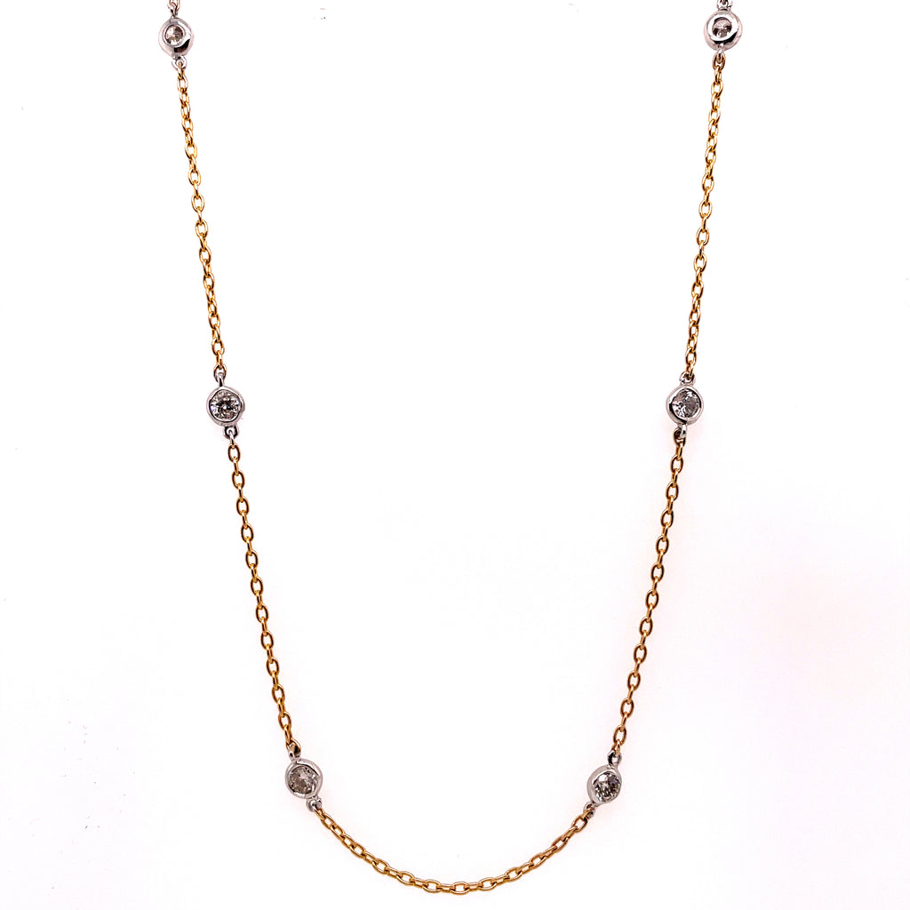 14kt Two Tone18"" 1.92Ctw Diamonds By The Yard Necklace