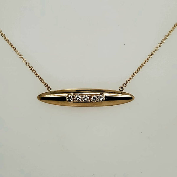 Vintage 14kt Yellow Gold and Diamond Bar Necklace