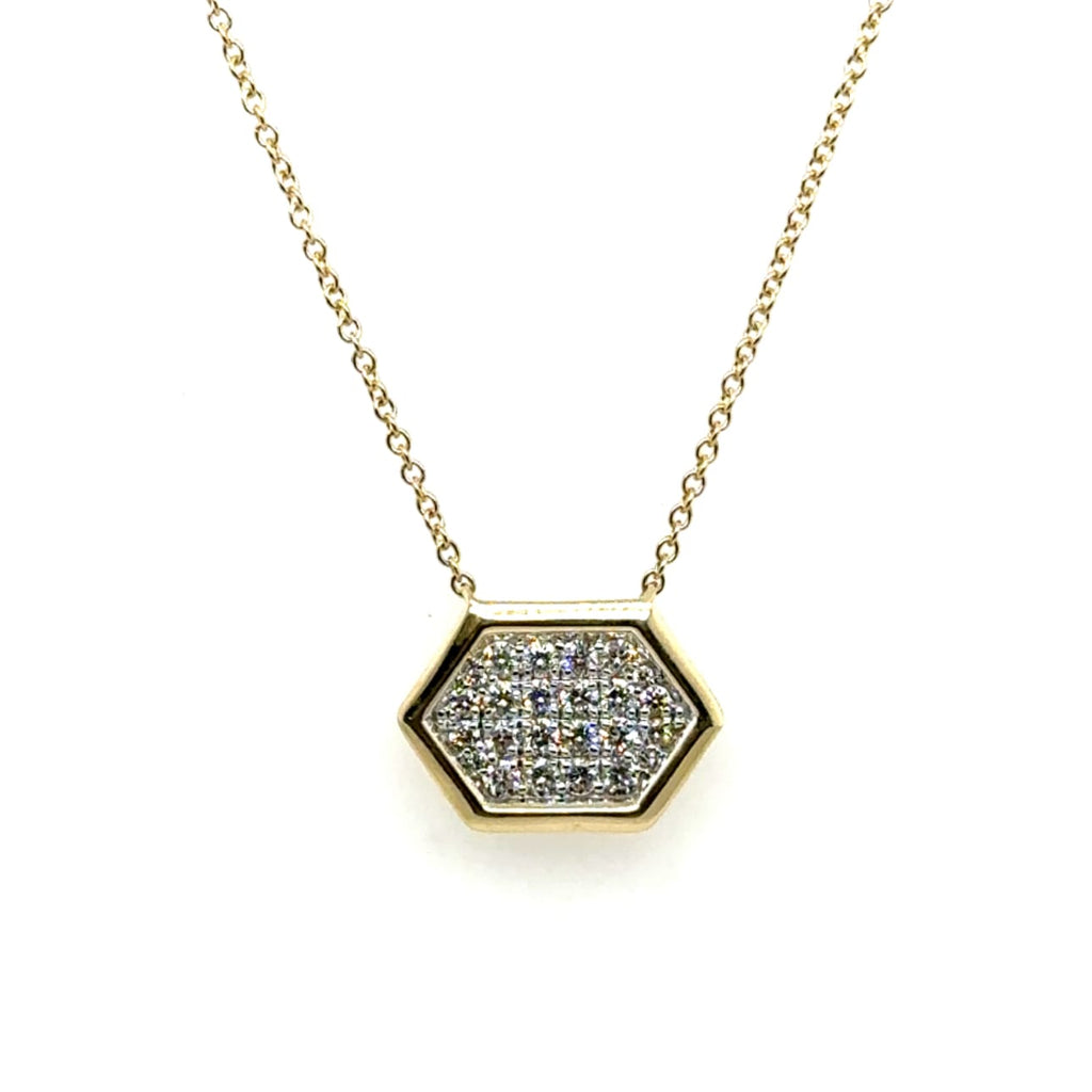 14kt Yellow Gold Diamond Honeycomb Deisng Necklace