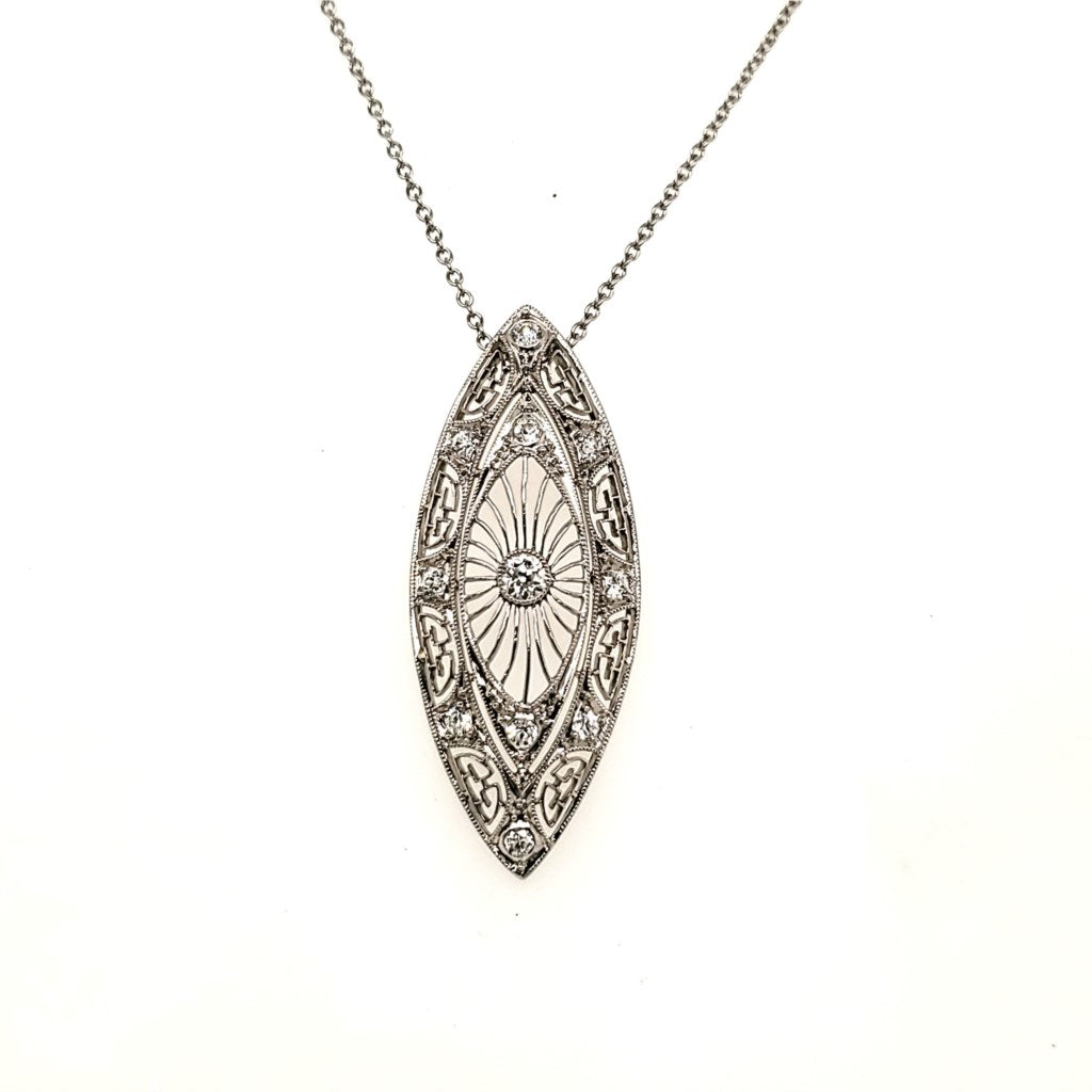 Art Deco Platinum and Diamond Filigree Necklace