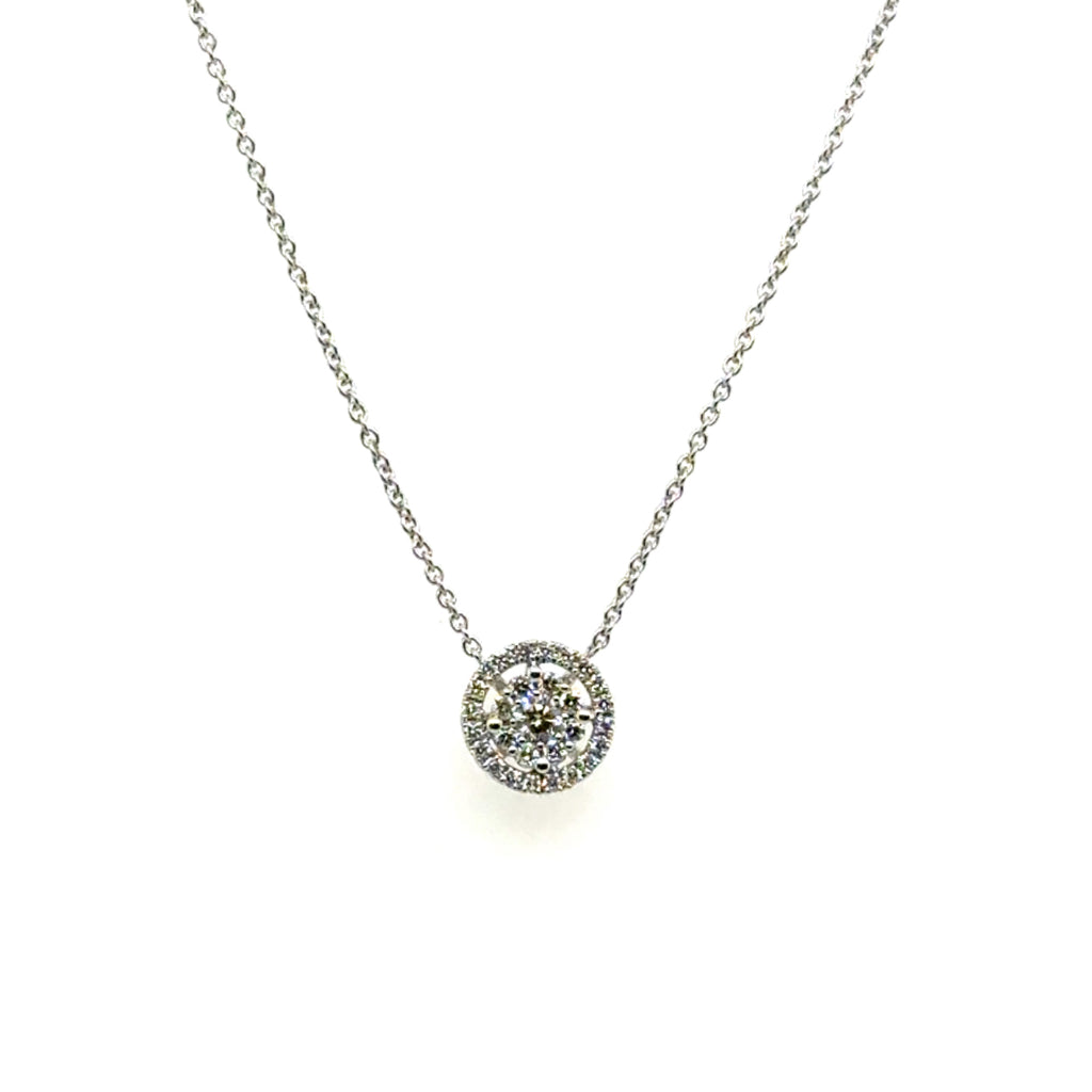 18kt White Gold Circular Diamond Necklace