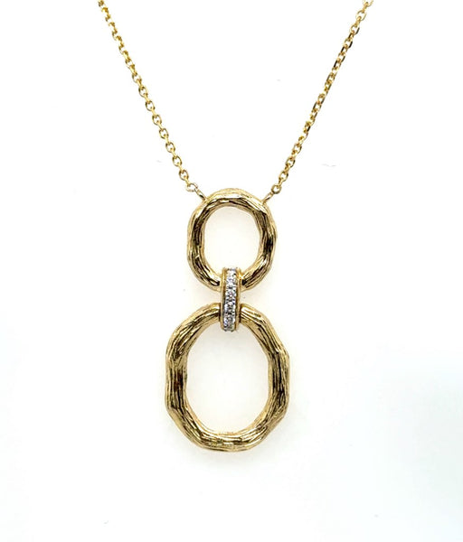 14kt Yellow Gold 0.05 Ctw Dbl Oval Drop Diamond Necklace