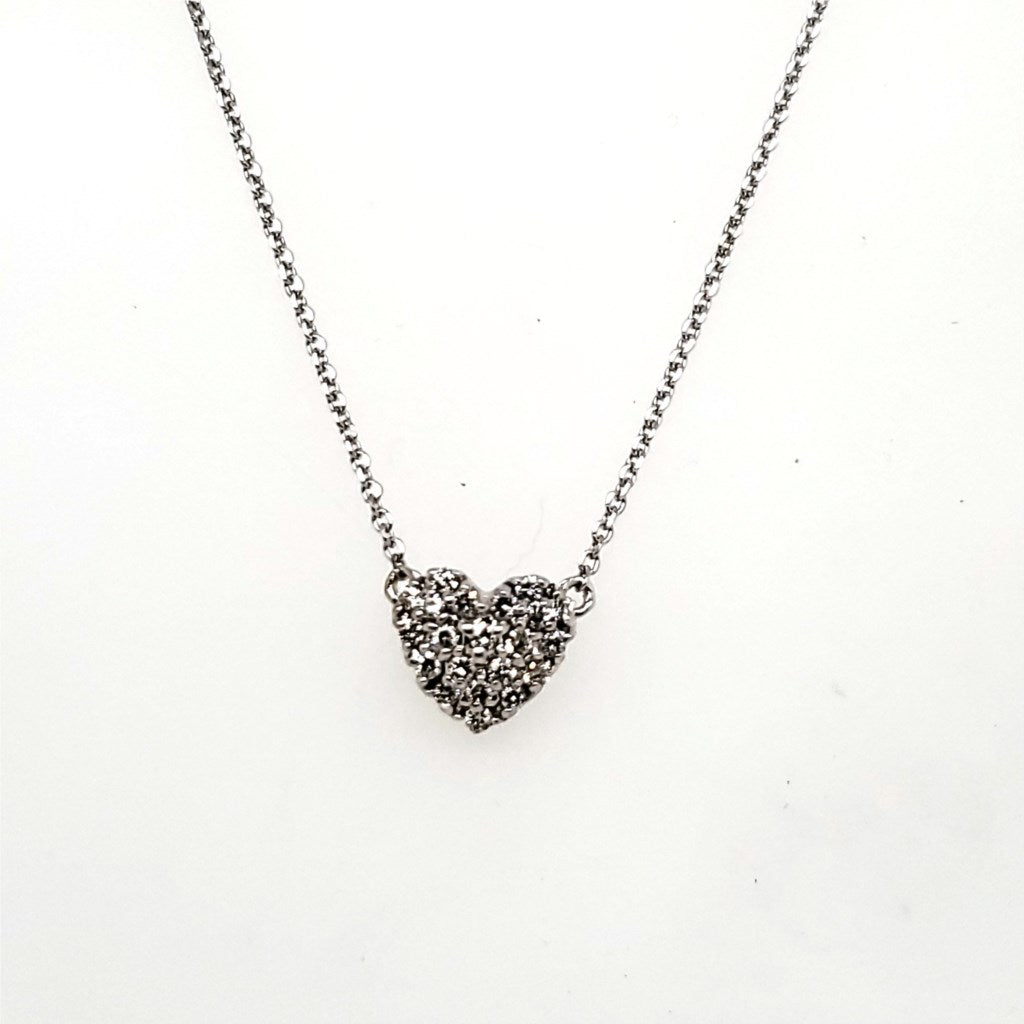 14Kt White Gold Diamond Heart Necklace