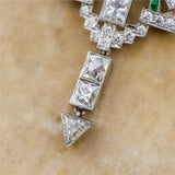 Art Deco Inspired Platinum Diamond and Emerald Necklace