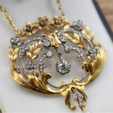 Edwardian Belle Epoch 18kt Yellow Gold and Platinum Diamond Filigree Necklace