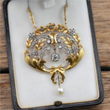 Edwardian Belle Epoch 18kt Yellow Gold and Platinum Diamond Filigree Necklace