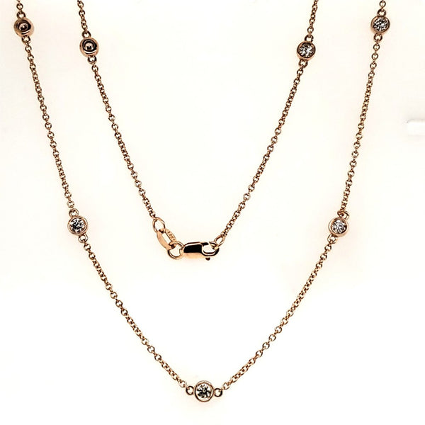 14Kt Rose Gold Diamond By The Yard Necklace