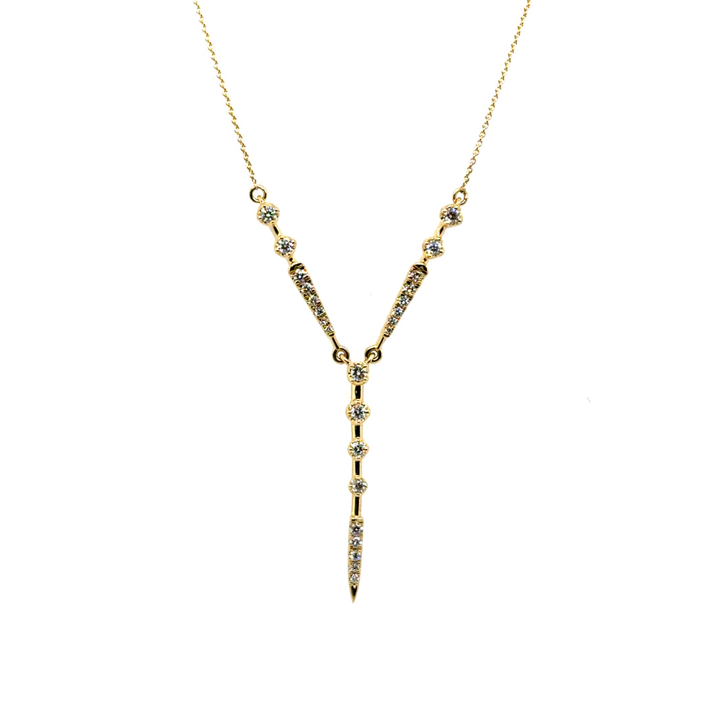 14Kt Yellow Gold Diamond Drop Necklace On Cable Chain