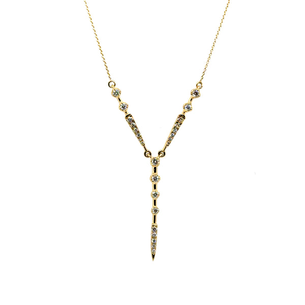 14Kt Yellow Gold Diamond Drop Necklace On Cable Chain