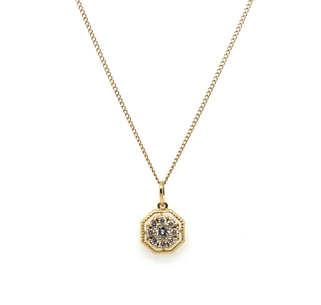 14Kt Yellow Gold 0.38Ctw Diamond Drop Necklace On Cable Chain