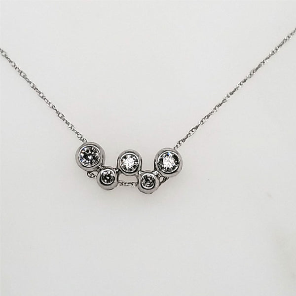 14kt White Gold Bezel Set Diamond Necklace