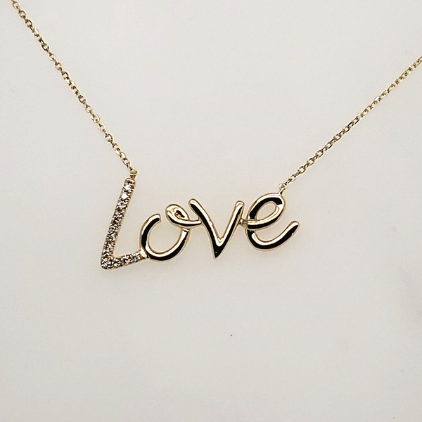 14kt Yellow Gold and Diamond Love Necklace