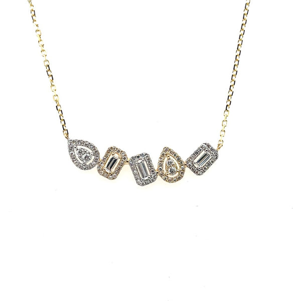 14kt White And Yellow Gold Multishape Diamond Necklace