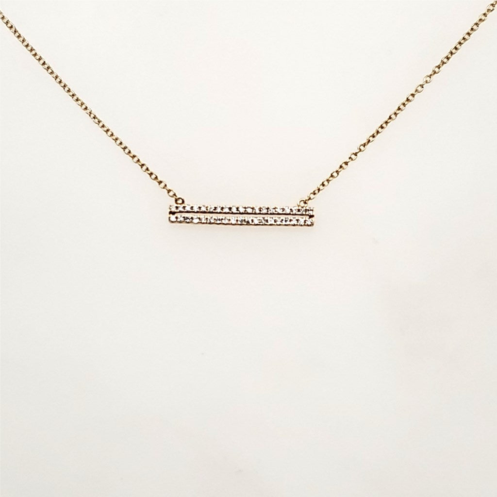 14kt Yellow Gold Diamond Bar Necklace