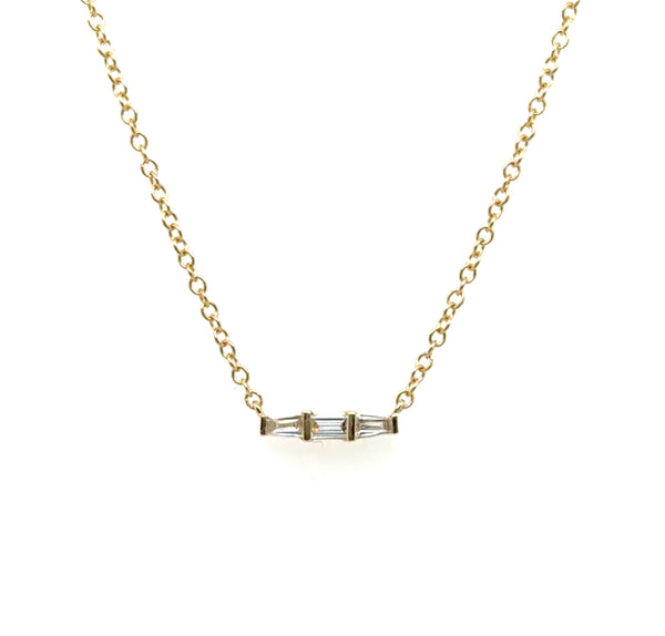 14kt Yellow Gold 0.13Ctw Diamond Bar Necklace