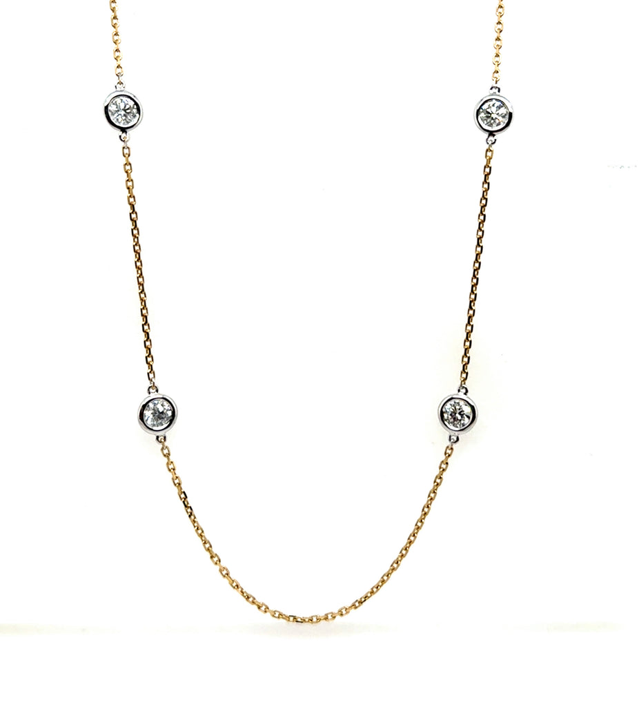 14Kt Two Tone Yellow And White Gold 2.00Ctw Diamonds By The Yard Necklace