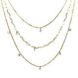 14kt Yellow Gold 0.72Ctw Triple Strand Floating Diamond Necklace