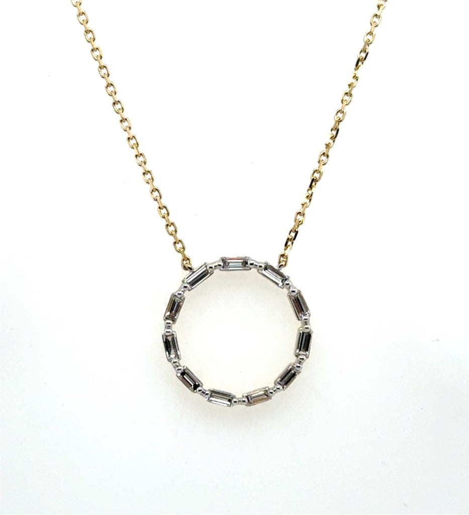 14Kt Yellow Gold And 0.48Ctw Diamond Circle Necklace